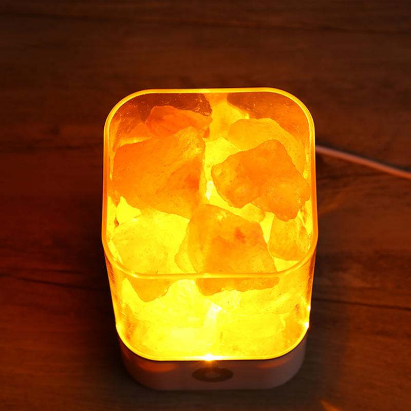 USB Power Supply Natural Himalayan Salt Lamp Unique Crystal Salts Night Light Home Bedroom Lighting