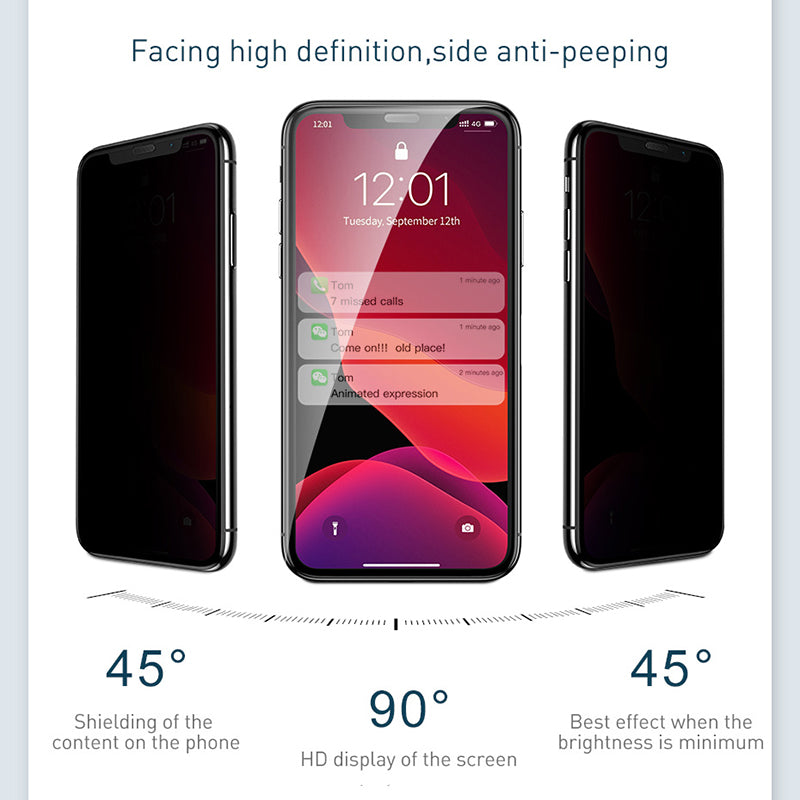 CAFELE 9H Anti-Peeping Anti-Explosion Full Coverage Tempered Glass Screen Protector for iPhone 11 Pro Max 6.5 inch
