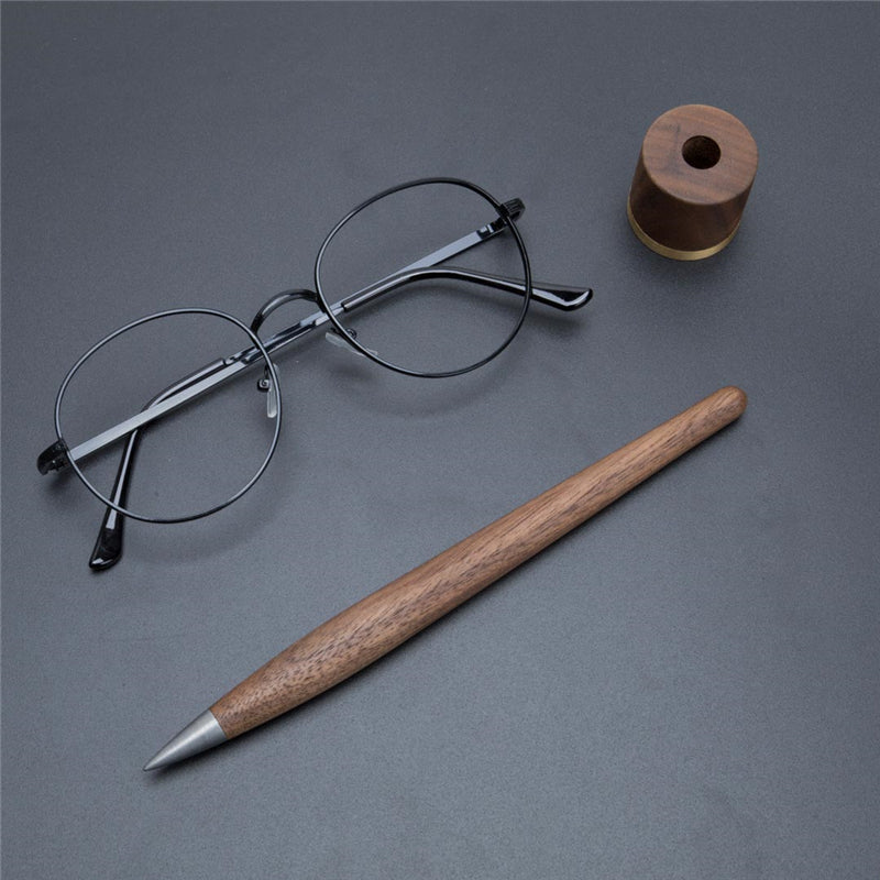 XIAOMI Wood Metal Forever Pen Luxury Creative Writing Drawing Sketching Pen with Base Business Gift