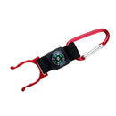 2 in 1 Water Bottle Buckle Holder Clip with Compass Compass for Outdoor Hiking Camping Sporting Goods Red
