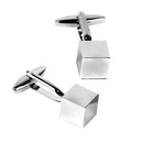 Pair Of Men Stainless Steel Cube Shaped Cufflinks 9 mm x 9mm Silver