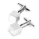 Pair Of Men Stainless Steel Cube Shaped Cufflinks 9 mm x 9mm Silver