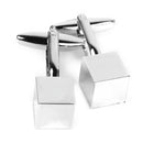 Pair Of Men Stainless Steel Cube Shaped Cufflinks 9 mm x 9mm Silver