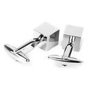 Pair Of Men Stainless Steel Cube Shaped Cufflinks 9 mm x 9mm Silver