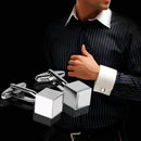 Pair Of Men Stainless Steel Cube Shaped Cufflinks 9 mm x 9mm Silver