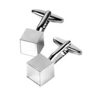 Pair Of Men Stainless Steel Cube Shaped Cufflinks 9 mm x 9mm Silver