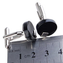 Pair Of Fashionable Men Round Shaped Cufflinks Office Meeting Events Anniversary Supplies Black Stone