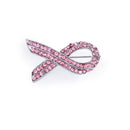 Fancy Glitter Pink Crystal Breast Cancer Awareness Ribbon Brooch Pin Lady Charity Party Jewelry