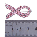 Fancy Glitter Pink Crystal Breast Cancer Awareness Ribbon Brooch Pin Lady Charity Party Jewelry