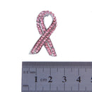 Fancy Glitter Pink Crystal Breast Cancer Awareness Ribbon Brooch Pin Lady Charity Party Jewelry