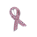 Fancy Glitter Pink Crystal Breast Cancer Awareness Ribbon Brooch Pin Lady Charity Party Jewelry