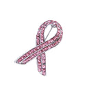 Fancy Glitter Pink Crystal Breast Cancer Awareness Ribbon Brooch Pin Lady Charity Party Jewelry