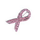 Fancy Glitter Pink Crystal Breast Cancer Awareness Ribbon Brooch Pin Lady Charity Party Jewelry