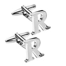 Men Fashionable Wedding Suit Shirt Decor Jewelry Personal Capital Letter R Cufflinks Pack of 2PCS Silver