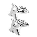 Men Fashionable Wedding Suit Shirt Decor Jewelry Personal Capital Letter R Cufflinks Pack of 2PCS Silver