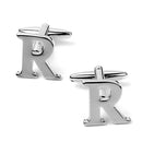 Men Fashionable Wedding Suit Shirt Decor Jewelry Personal Capital Letter R Cufflinks Pack of 2PCS Silver