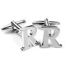 Men Fashionable Wedding Suit Shirt Decor Jewelry Personal Capital Letter R Cufflinks Pack of 2PCS Silver