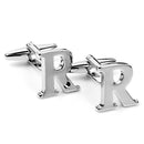 Men Fashionable Wedding Suit Shirt Decor Jewelry Personal Capital Letter R Cufflinks Pack of 2PCS Silver