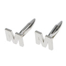 Men Fashionable Wedding Suit Shirt Decor Jewelry Personal Capital Letter M Cufflinks Pack of 2PCS Silver