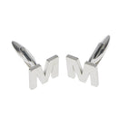 Men Fashionable Wedding Suit Shirt Decor Jewelry Personal Capital Letter M Cufflinks Pack of 2PCS Silver