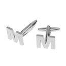 Men Fashionable Wedding Suit Shirt Decor Jewelry Personal Capital Letter M Cufflinks Pack of 2PCS Silver