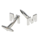 Men Fashionable Wedding Suit Shirt Decor Jewelry Personal Capital Letter M Cufflinks Pack of 2PCS Silver