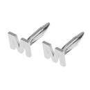 Men Fashionable Wedding Suit Shirt Decor Jewelry Personal Capital Letter M Cufflinks Pack of 2PCS Silver