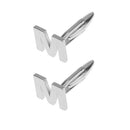 Men Fashionable Wedding Suit Shirt Decor Jewelry Personal Capital Letter M Cufflinks Pack of 2PCS Silver