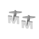 Men Fashionable Wedding Suit Shirt Decor Jewelry Personal Capital Letter M Cufflinks Pack of 2PCS Silver