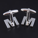 Men Fashionable Wedding Suit Shirt Decor Jewelry Personal Capital Letter M Cufflinks Pack of 2PCS Silver