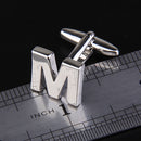 Men Fashionable Wedding Suit Shirt Decor Jewelry Personal Capital Letter M Cufflinks Pack of 2PCS Silver