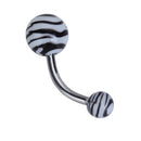 Zebra Pattern Fashionable Navel Ring Croptop Swimwear Belly Dance Accessory White And Black