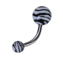 Zebra Pattern Fashionable Navel Ring Croptop Swimwear Belly Dance Accessory White And Black