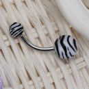 Zebra Pattern Fashionable Navel Ring Croptop Swimwear Belly Dance Accessory White And Black