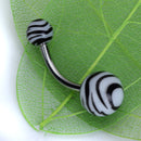 Zebra Pattern Fashionable Navel Ring Croptop Swimwear Belly Dance Accessory White And Black