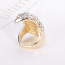 Punk Style Bend Golden Clear Rhinestone Fingernail Ring Birthday Party Supplies