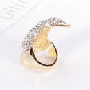 Punk Style Bend Golden Clear Rhinestone Fingernail Ring Birthday Party Supplies