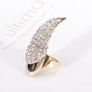 Punk Style Bend Golden Clear Rhinestone Fingernail Ring Birthday Party Supplies