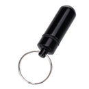 Water-proof Aluminum Alloy Pill Case Pill Aspirin ID Tag Notes Storage Holder With Keychain Pill Box - Black
