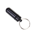 Water-proof Aluminum Alloy Pill Case Pill Aspirin ID Tag Notes Storage Holder With Keychain Pill Box - Black