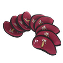 Golf Club Damage Protection Iron Putter Head Cover Set Nylon Protection Case Golf Sports Accessories Pack of 9PCS- Red