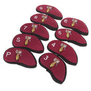 Golf Club Damage Protection Iron Putter Head Cover Set Nylon Protection Case Golf Sports Accessories Pack of 9PCS- Red