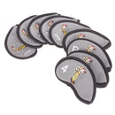 Golf Club Damage Protection Iron Putter Head Cover Set Nylon Protection Case Golf Sports Accessories Pack of 9PCS- Gray