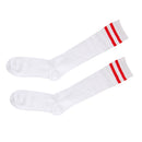 Kids Toddler Girls Knee High Soccer Sports Long Tube Socks Stockings Summer Clothing Red Stripes Charms 1 Pair White