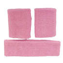 Outdoor Sportswear Sweat Absorbing Soft Comfortable Wear Headwear Elastic Headband + Pack of 2PCS Wristband- Pink