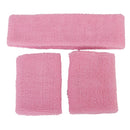 Outdoor Sportswear Sweat Absorbing Soft Comfortable Wear Headwear Elastic Headband + Pack of 2PCS Wristband- Pink