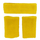Outdoor Sportswear Sweat Absorbing Soft Comfortable Headwear Elastic Headband + Pack of 2PCS Wristband- Yellow