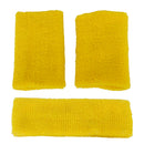 Outdoor Sportswear Sweat Absorbing Soft Comfortable Headwear Elastic Headband + Pack of 2PCS Wristband- Yellow
