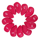 1 Set Of 12PCS PU Leather Golf Club Head Protection Cover Wedge Iron Putter Headcover Golf Sports Accessory Red