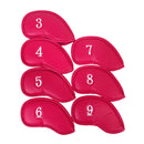 1 Set Of 12PCS PU Leather Golf Club Head Protection Cover Wedge Iron Putter Headcover Golf Sports Accessory Red